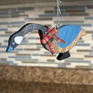 Vintage Rustic Goose Wooden Christmas Tree Ornament Cottage Core Grannycore